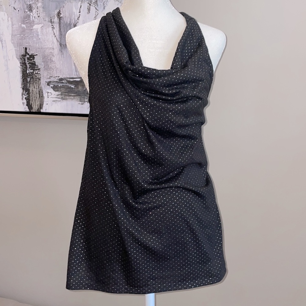 French Connection Black Stud Cowl Neck Medium Top